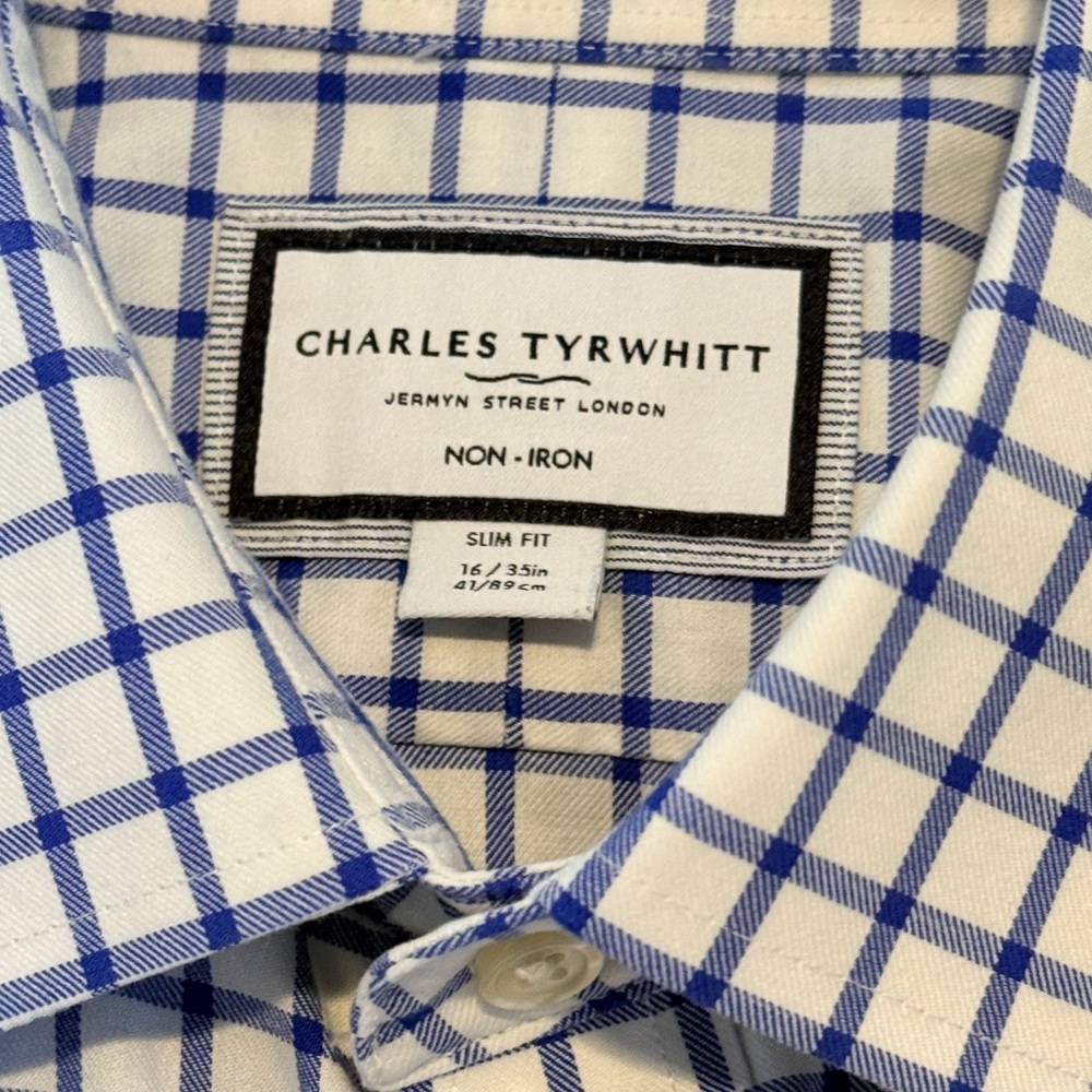 Charles Tyrwhitt White and Blue Plaid Shirt